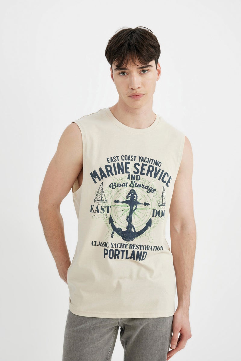 Man Regular Fit Printed Crew Neck T-Shirt