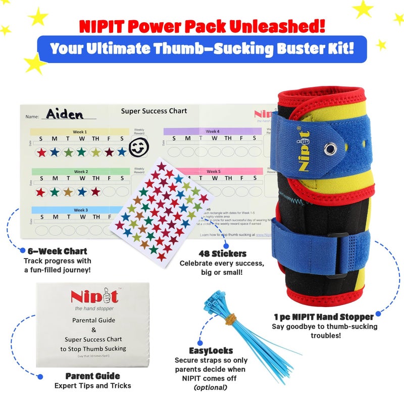 NIPIT Age 2-7 Thumb Sucking Habit STOP for Kids, Best Toddler Finger Sucking Prevention. #1 Pediatric Dentist Rated, since 2014, Keep Fingers Uncovered to Develop and Play, INCLUDES Motivation Program - Image 4