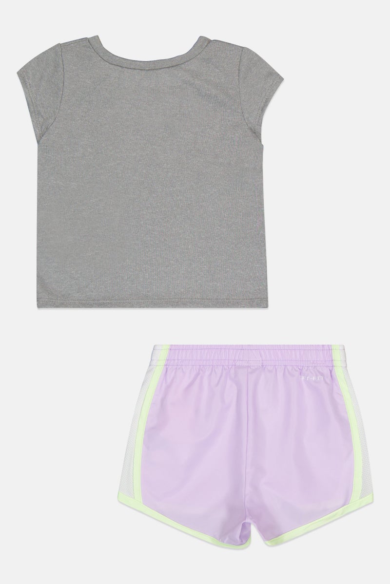 Nike Toddlers Girl 2 Pieces Brand Logo Short Sleeve T-Shirt With Shorts Set, Multicolor - Image 2