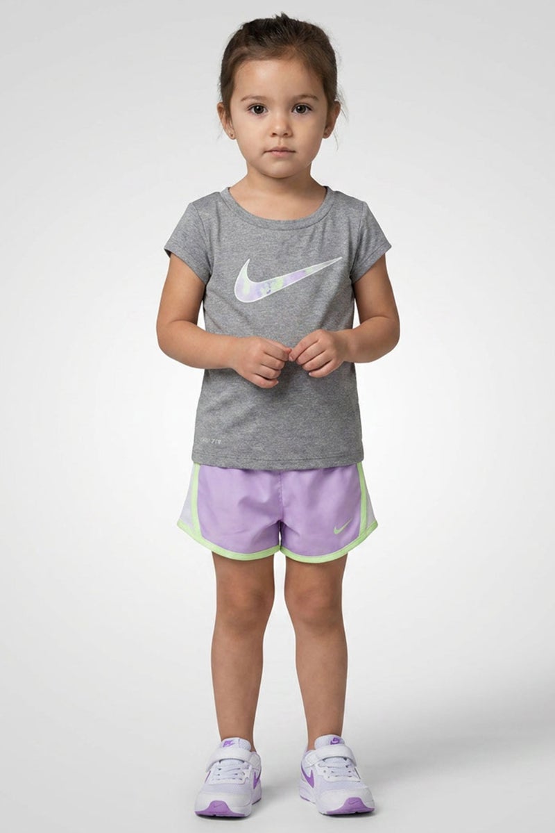 Nike Toddlers Girl 2 Pieces Brand Logo Short Sleeve T-Shirt With Shorts Set, Multicolor - Image 1