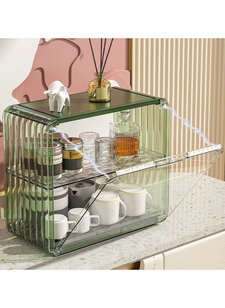 ORiTi Make up Storage Organizer for Vanity,Large Capacity Skincare Organizers with Drawers and Makeup brush holders,Cosmetics Display Cases for Countertop,Dresser,Bathroom,Perfect Gifts for Women - Greem - Image 3