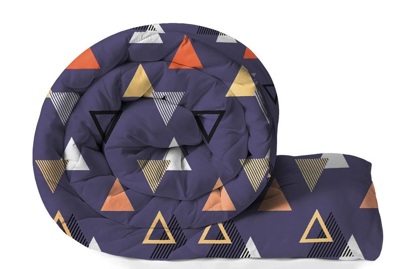 VAS COLLECTIONS 220 GSM Reversible Microfiber AC Comforter/Duvets for Mild Winter | All Season Single Size 3 Layered Quilted Blanket for Single Bed (230 cm x 150 cm, Trangle, Purple & Orange - Image 3