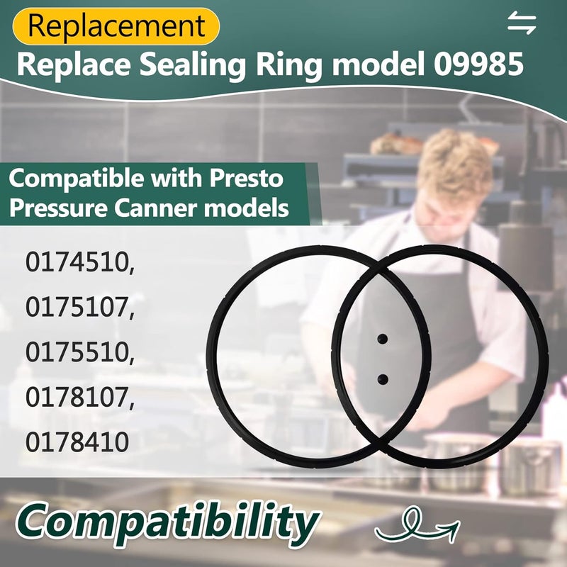 Werhoo 2 09985 for presto Pressure Canner Sealing Ring Gasket 01745 01751 01755 01781 01782 01784 presto Pressure Cooker 16 18 23 Quart Including 2 Overpressure Plug 23 quart Pressure Canner Parts - Image 3