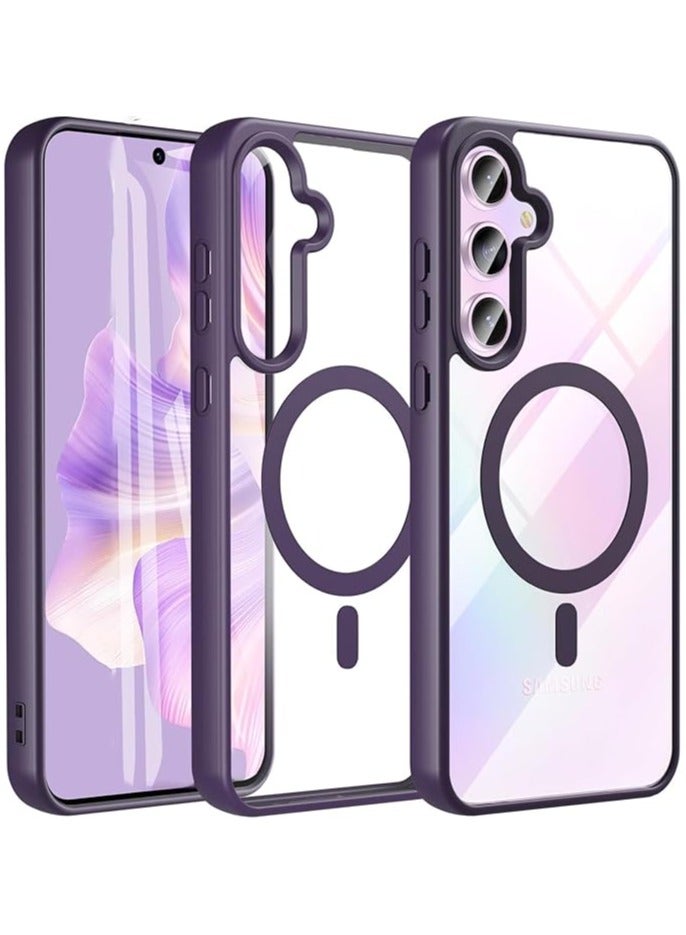 ويكسون جراب لموبايل سامسونج S24 بلس من ويكسون، متوافق مع ماج سيف، غطاء خلفي مغناطيسي شفاف مضاد للصدمات مغناطيس قوي،  لحماية كاملة لهاتف جالاكسي اس 24 بلس (بنفسجي)