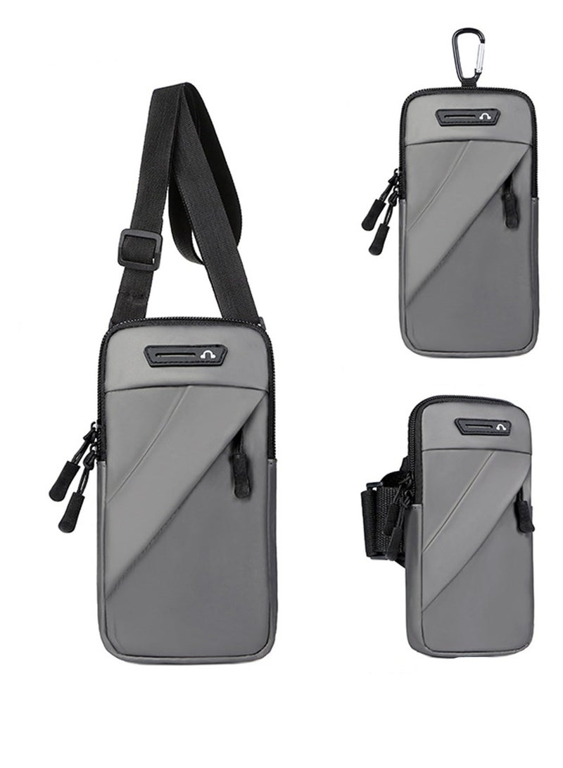 SOLARAE New Arm Band for Phone for Running, Cell Phone Pouch with Adjustable Elastic Band, Waterproof Armband Cell Phone Holder for Running, Walking, Hiking, Biking (gray) - Image 1