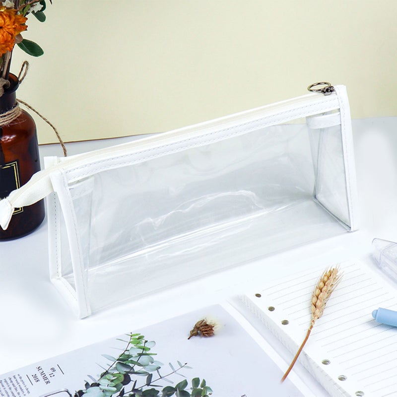 Clear Pencil Case: White Triangular Waterproof Pvc Material - Large Capacity Transparent Pencil Pouch for School Students, Travel, Home Organization - Image 5
