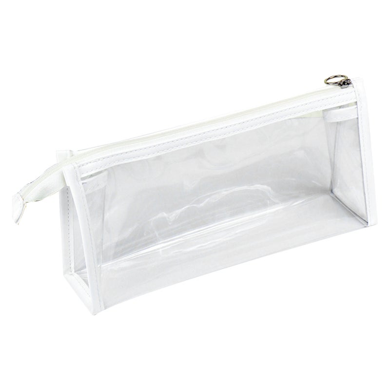 Clear Pencil Case: White Triangular Waterproof Pvc Material - Large Capacity Transparent Pencil Pouch for School Students, Travel, Home Organization - Image 1