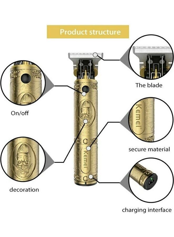Kemei Electric Hair Trimmer Cordless Shaver Barber Trimer gold KM-700B Gold - Image 4