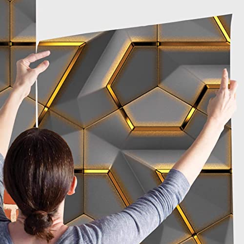 Jig-Tik Contact Paper Waterproof PVC Wallpapers Roll Embossed Europe Style Nordic 3D Sculpture Flower Wall Covering Modern Wall Décor(45 * 300) (1, White Black) (1, Grey) - Image 4
