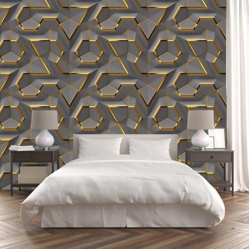 Jig-Tik Contact Paper Waterproof PVC Wallpapers Roll Embossed Europe Style Nordic 3D Sculpture Flower Wall Covering Modern Wall Décor(45 * 300) (1, White Black) (1, Grey) - Image 5