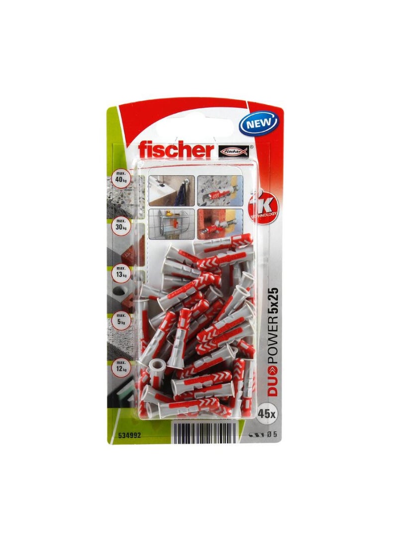 Fischer Fischer DuoPower Universal Wall Anchor Pack 0.5 x 2.5cm 45Pcs