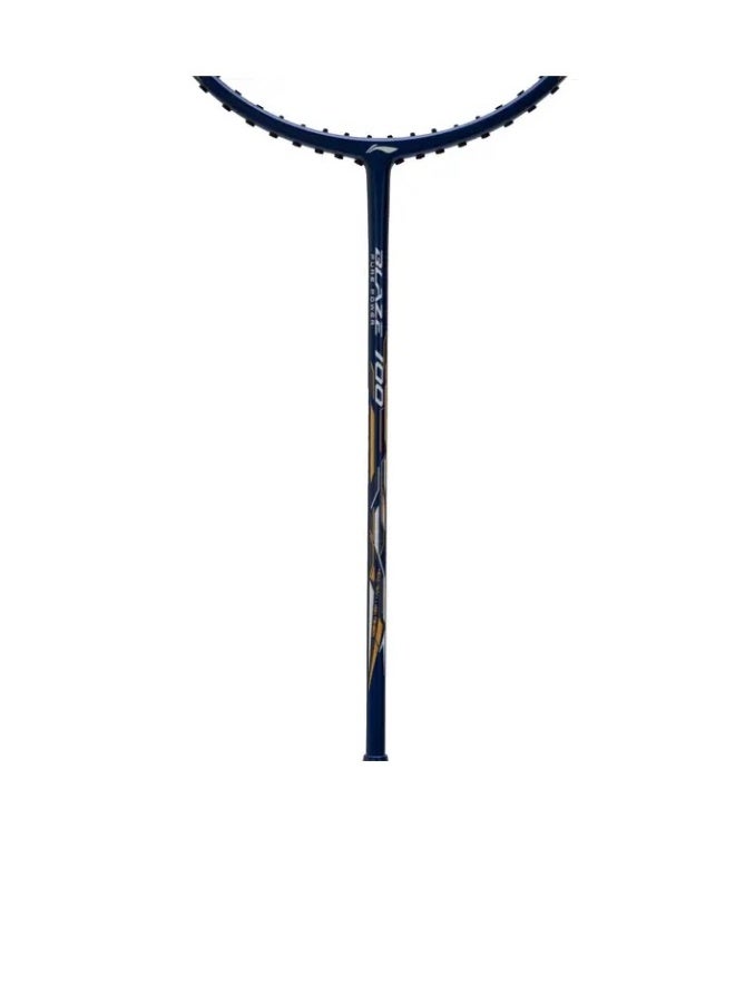 Li-Ning Blaze 100 84GCarbon Fibre Badmiton Racket strung Badminton Racket with Free Full Cover (Navy/White/Gold) - Image 3