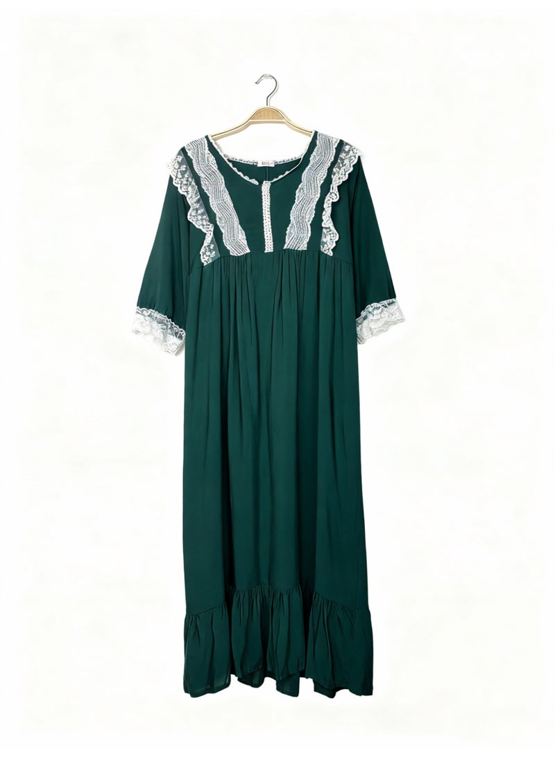 Orchid Sweet Princess Style Pajamas Solid Green Color Fashion Long-Sleeved Soft Home Wear - Image 2