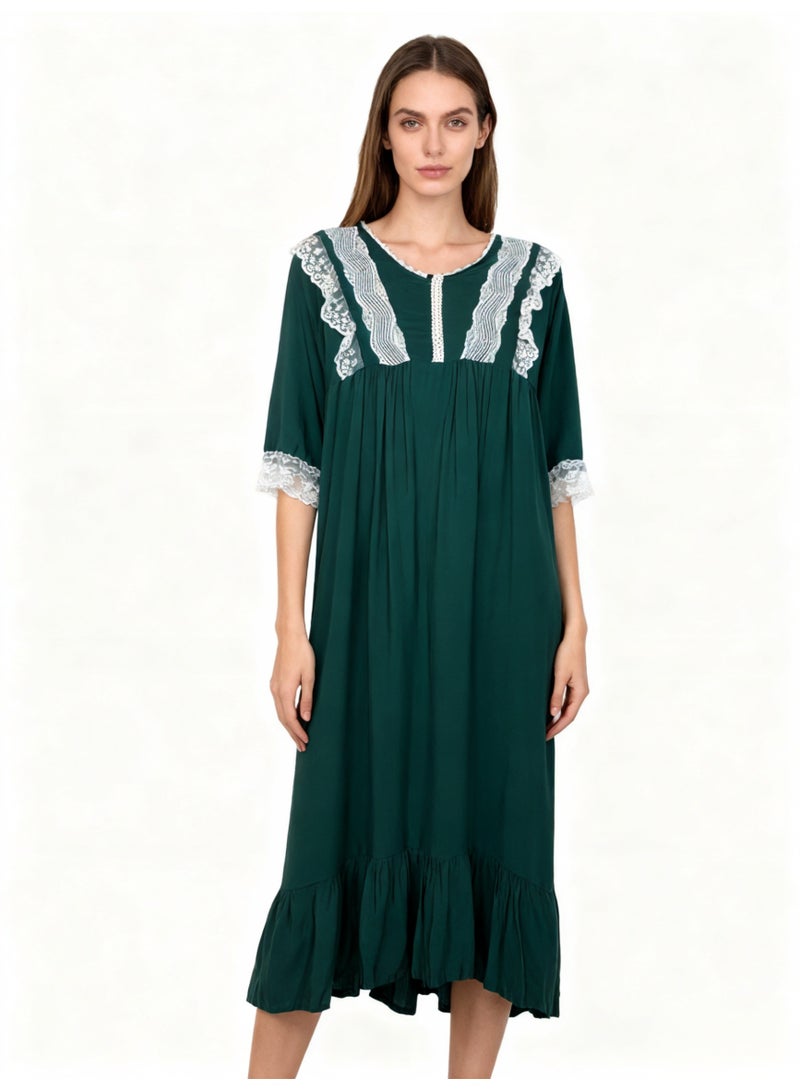 Orchid Sweet Princess Style Pajamas Solid Green Color Fashion Long-Sleeved Soft Home Wear - Image 1