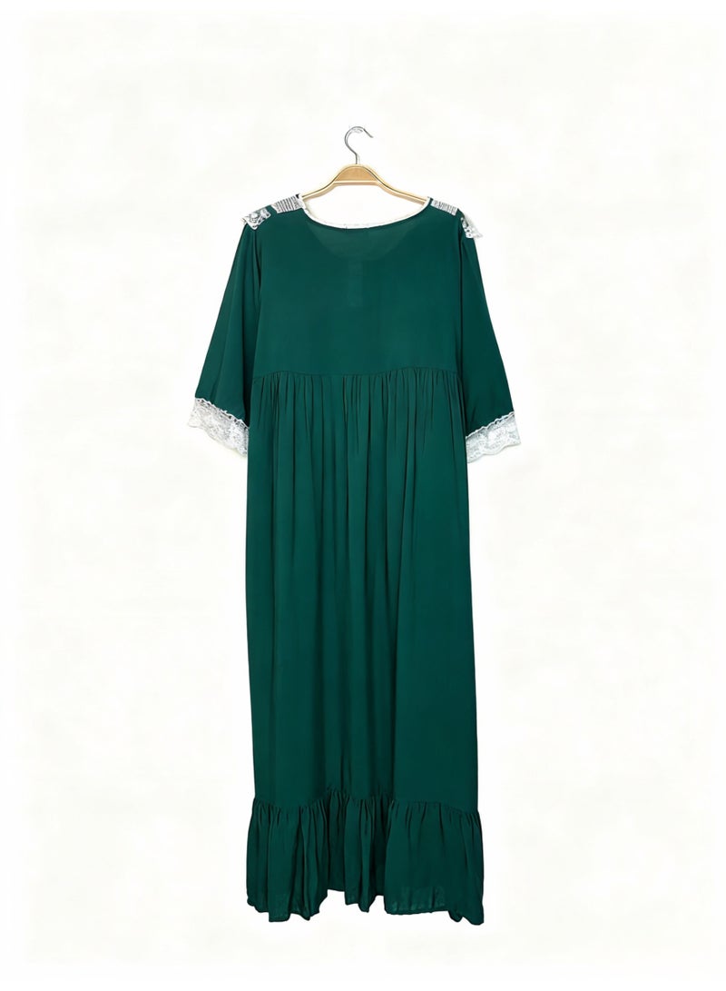 Orchid Sweet Princess Style Pajamas Solid Green Color Fashion Long-Sleeved Soft Home Wear - Image 3