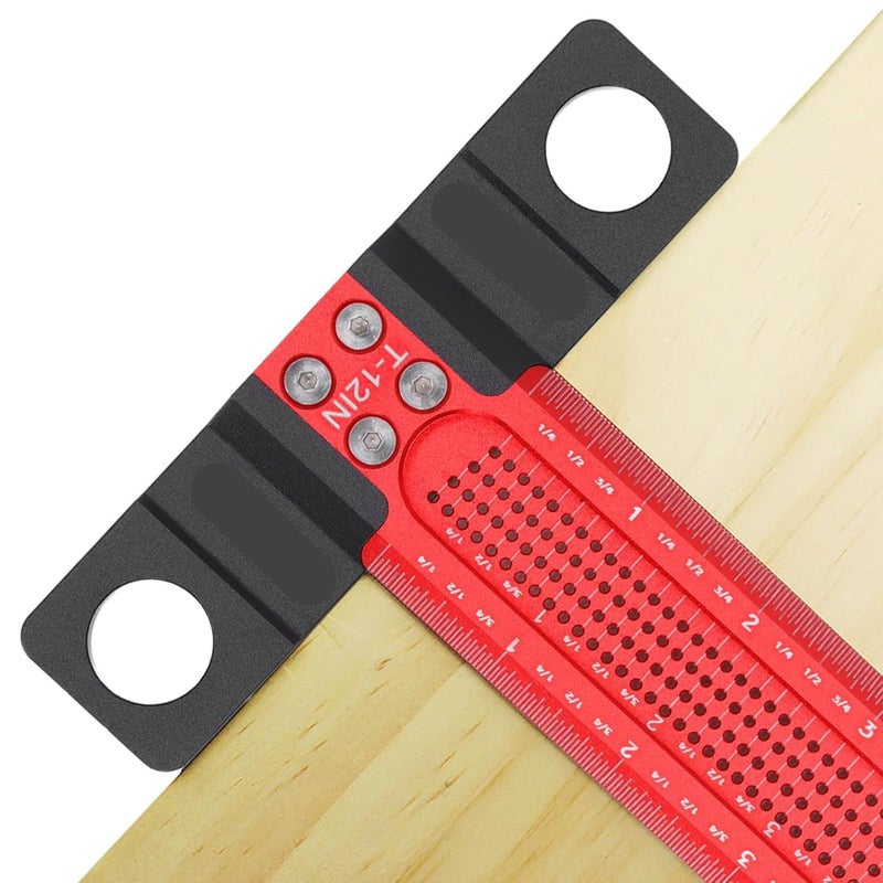 Precision T Ruler Hole Marker 30 5cm Aluminum Alloy Woodworking Scriber Gauge - Image 5