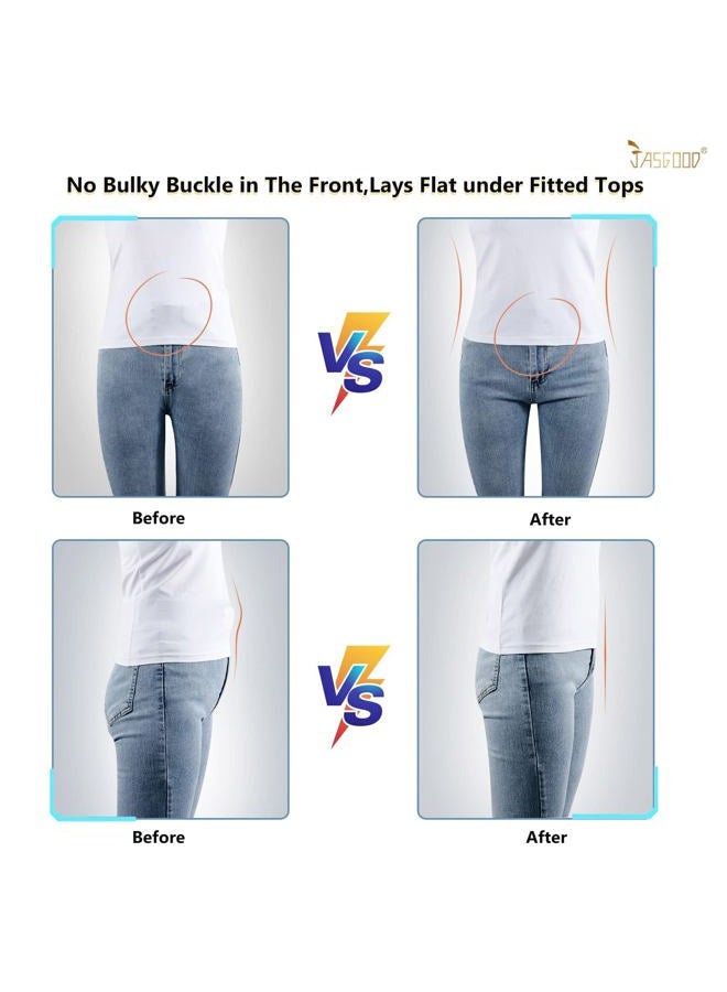 JASGOOD 4 Pack Invisible Women Stretch Belt No Show Elastic Web Strap Belt with Flat Buckle for Jeans Pants Dresses - Image 5