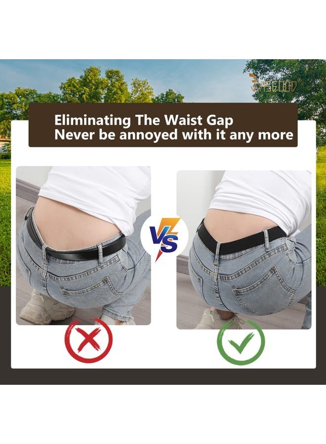 JASGOOD 4 Pack Invisible Women Stretch Belt No Show Elastic Web Strap Belt with Flat Buckle for Jeans Pants Dresses - Image 4