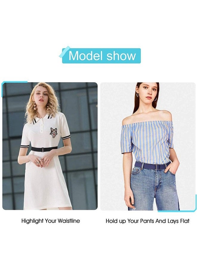 JASGOOD 4 Pack Invisible Women Stretch Belt No Show Elastic Web Strap Belt with Flat Buckle for Jeans Pants Dresses - Image 3