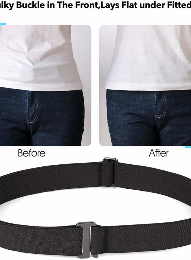 JASGOOD 4 Pack Invisible Women Stretch Belt No Show Elastic Web Strap Belt with Flat Buckle for Jeans Pants Dresses - Image 2