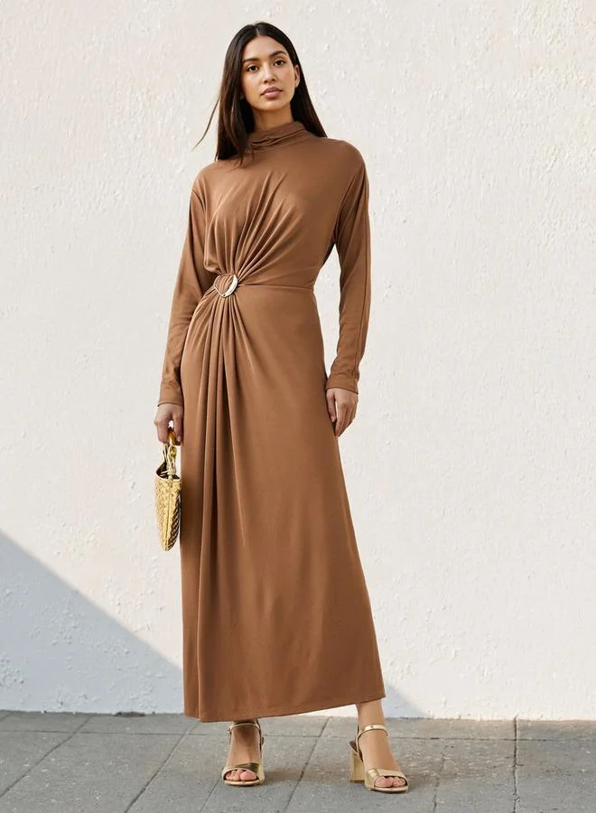 Iconic High Neck Draped Dress