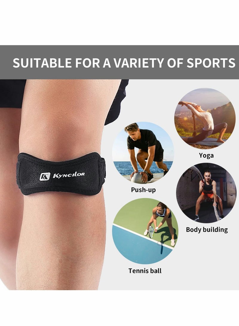 Y&D Patella Knee Strap 2 Pack Support Brace for Running Pain Relief Adjustable Neoprene Compression Patellar Tendon Weightlifting Working Out, -Black - Image 3