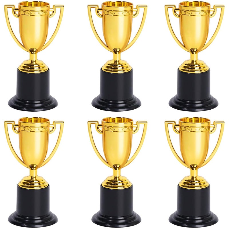 ZZYFGH 6 Pack Mini Trophies 4 Inch Mini Gold Award Trophy Cup Plastic Gold Award Trophy Cups Golden Award Trophy Cups Set for Sports Party Favors Tournaments Competitions - Image 2