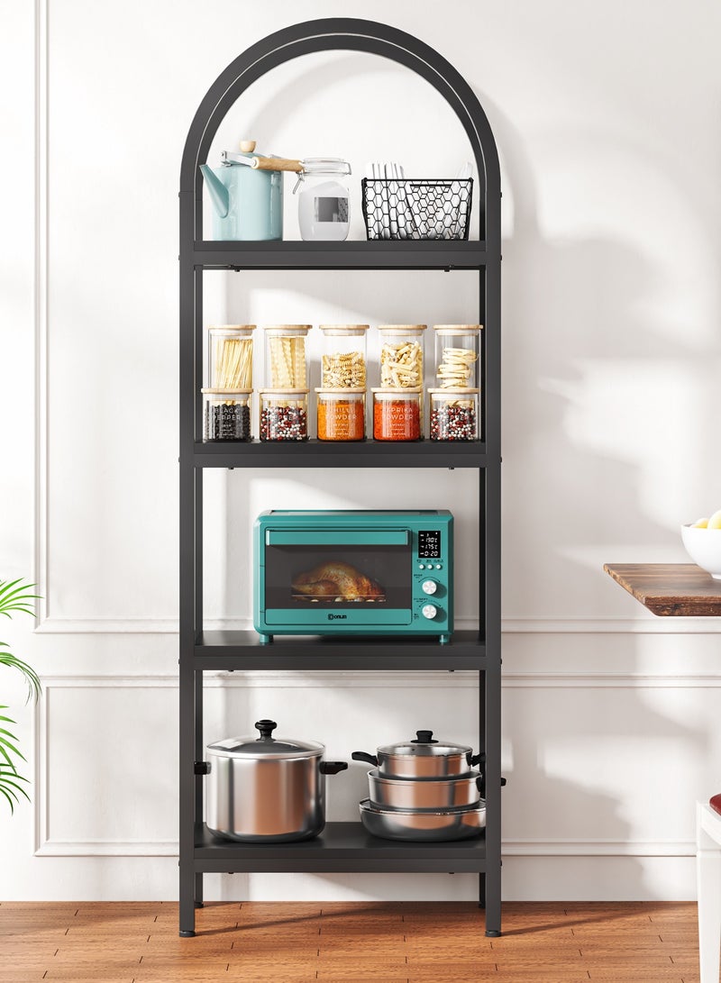 LITTLE TREE 4 Tier Open Bookshelf, 180CM Wood Bookcase Storage Shelves with Metal Frame, Freestanding Display Rack Tall Shelving Unit for Office, Bedroom, Living Room, Easy Assembly (Black, 1PC) - Image 5