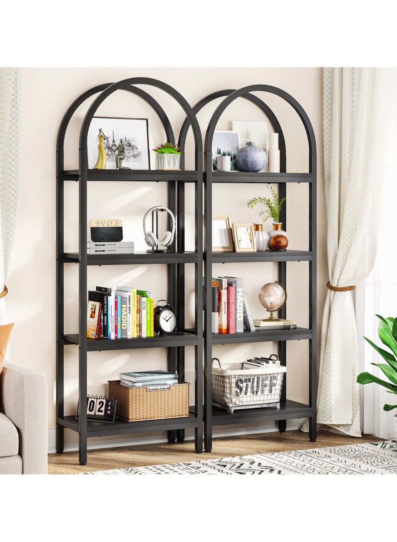 LITTLE TREE 4 Tier Open Bookshelf, 180CM Wood Bookcase Storage Shelves with Metal Frame, Freestanding Display Rack Tall Shelving Unit for Office, Bedroom, Living Room, Easy Assembly (Black, 1PC) - Image 3