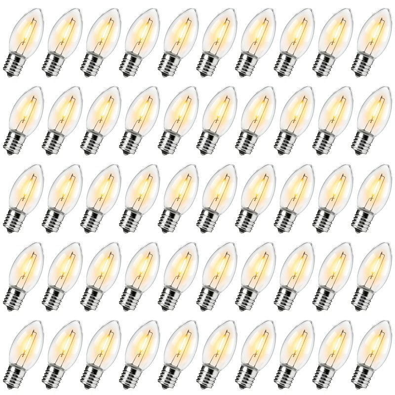 Brightown 100 Pack C9 LED Christmas Light Bulbs Clear Plastic C9 Shatterproof LED Bulbs Replacement for Christmas String Lights E17 Intermediate Base Commercial Dimmable Holiday Bulbs - Image 2