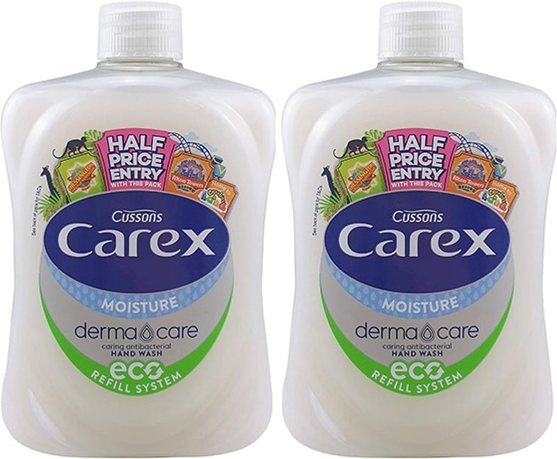 cussons Carex Moisture Plus Antibacterial Handwash 2X500Ml Refill Bottles