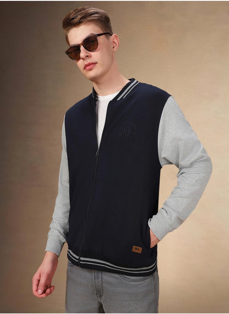 Dennis Lingo Men's Navy Polyester Blend Colour Blocked Regular Fit Sweatshirt  - Image 1