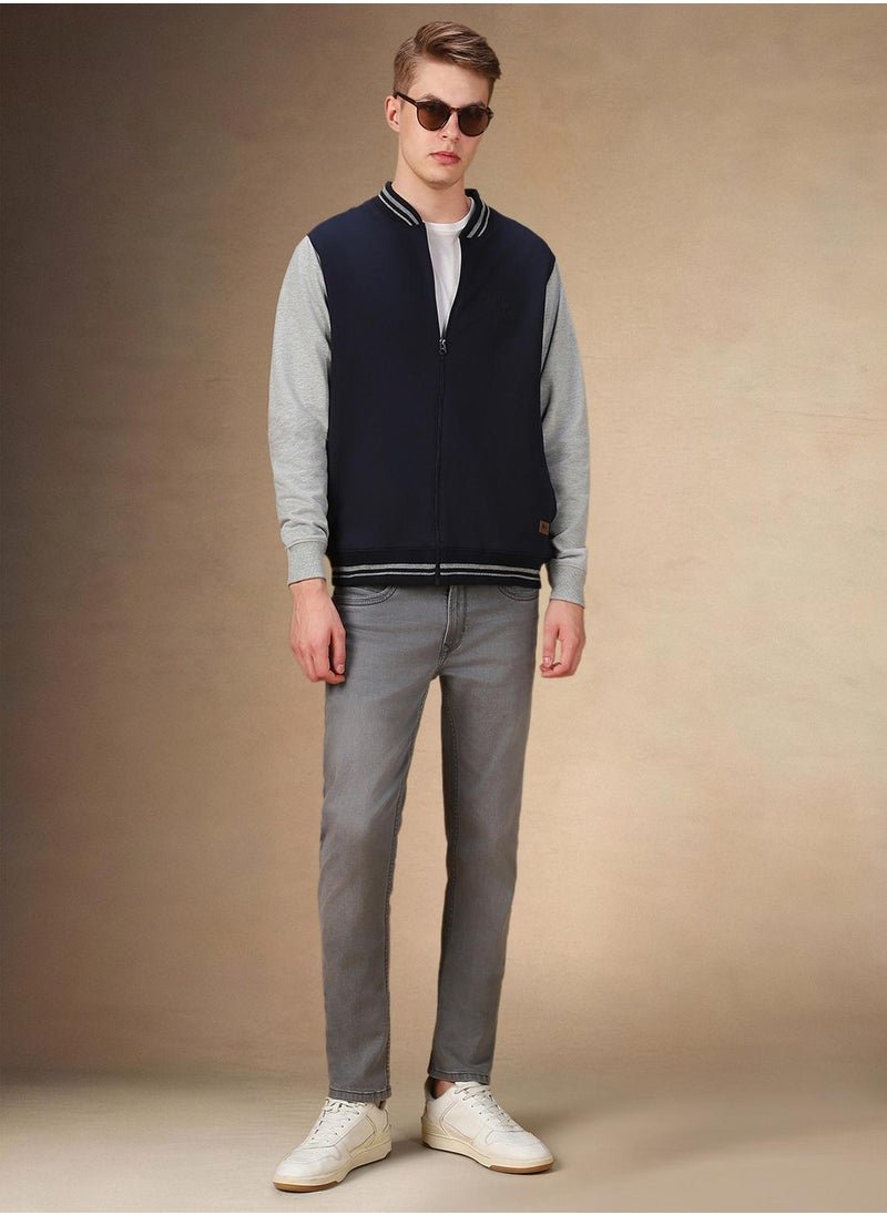 Dennis Lingo Men's Navy Polyester Blend Colour Blocked Regular Fit Sweatshirt  - Image 5