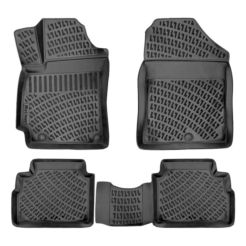 RizLiner Hyundai Elantra 20172020 No GT Models Floor Mats 3D Custom Fit Compatible with Hyundai Elantra Rubber Car Mats Laser Measured Floor Liner All Weather Odorless NonSlip TPE Front Rear