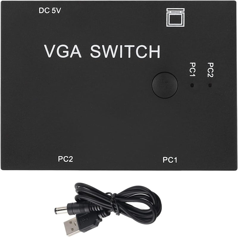 مشترك VGA 2 مدخل و1 مخرج، محول منفذ عرض مزدوج، ملحق كمبيوتر لعرض عالي الدقة لتبديل المضيف - Image 1