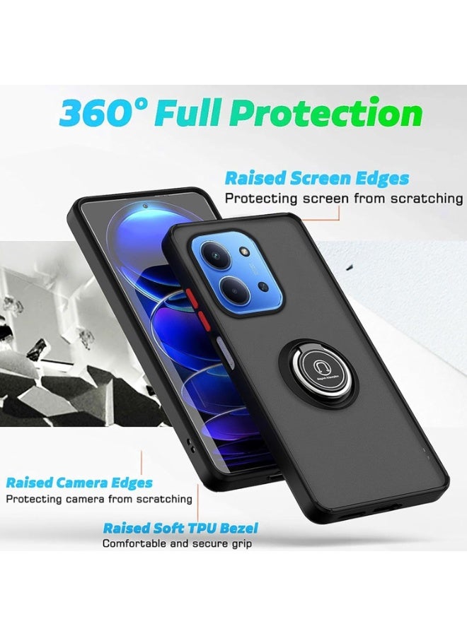 Muzz Case Compatible with Xiaomi Redmi 15C 2025 Camera Protection Thin Translucent Shockproof Matte Back Cover With 360 Rotational Car Mount Magnetic Ring Holder For Redmi 15C Black - Image 4