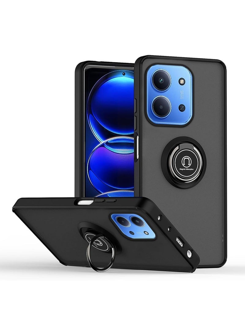 Muzz Case Compatible with Xiaomi Redmi 15C 2025 Camera Protection Thin Translucent Shockproof Matte Back Cover With 360 Rotational Car Mount Magnetic Ring Holder For Redmi 15C Black - Image 1