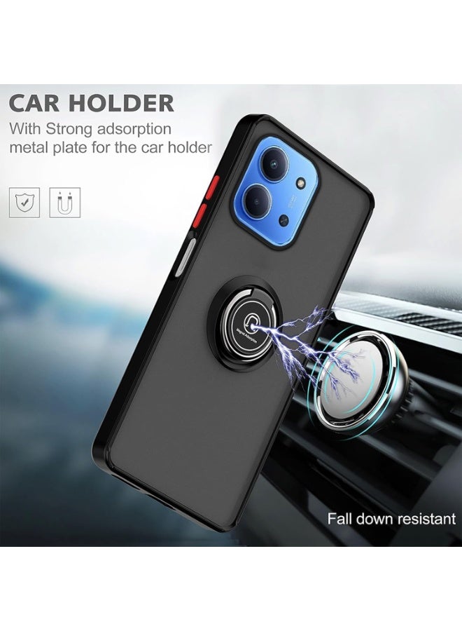 Muzz Case Compatible with Xiaomi Redmi 15C 2025 Camera Protection Thin Translucent Shockproof Matte Back Cover With 360 Rotational Car Mount Magnetic Ring Holder For Redmi 15C Black - Image 3