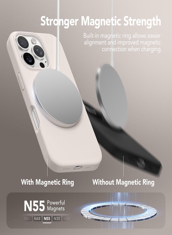 غونيز جراب مغناطيسي من GONEZ لهاتف iPhone 16 Pro، متوافق مع MagSafe، [واقي شاشة + واقي عدسة الكاميرا]، جراب سيليكون مقاوم للصدمات والخدوش، مقاس 6.3 بوصة، لون حجري - Image 3