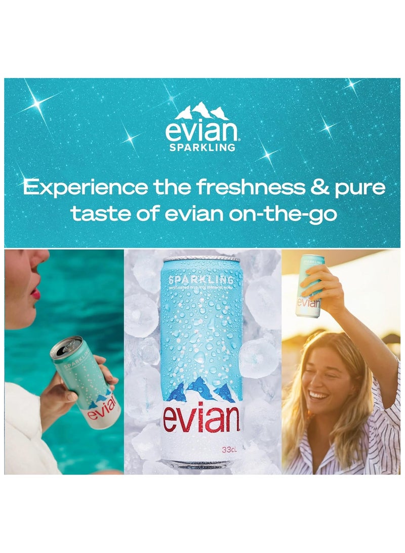 Evian Sparkling Water Cans 24x330ml, Awaken Your Senses with Evian Sparkling Water, Sparkling Drinking Water for Maximum Hydration - Image 2