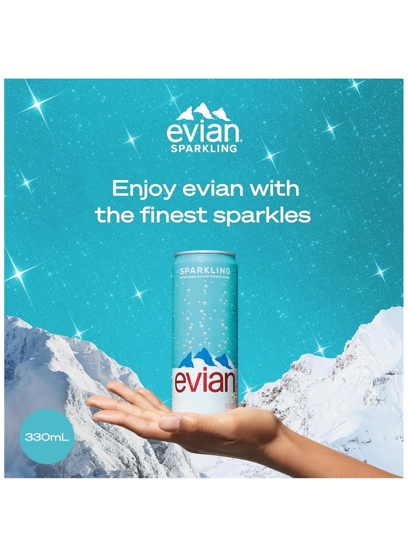 Evian Sparkling Water Cans 24x330ml, Awaken Your Senses with Evian Sparkling Water, Sparkling Drinking Water for Maximum Hydration - Image 3