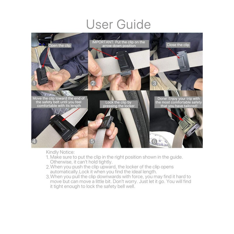 Zikra Car Seat Belt Adjuster, Seatbelt Clips, Auto Car Seat Belt Stopper Clamp, Smart Adjust Seat Belts to Relax Shoulder Neck Tension While Driving (Silver) - Image 4