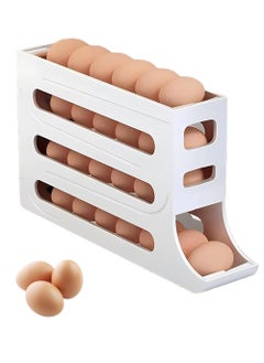 Relex Egg Holder for Fridge, Egg Tray Organizer, Auto Rolling Fridge Egg Organizer, Space-Saving Egg Dispenser, Large Capacity Egg Holder Dispenser for Refrigerator, White  - Image 1