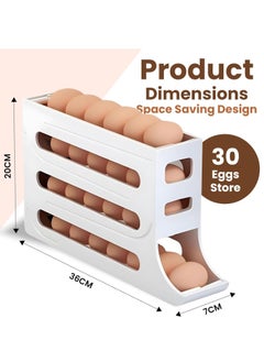Relex Egg Holder for Fridge, Egg Tray Organizer, Auto Rolling Fridge Egg Organizer, Space-Saving Egg Dispenser, Large Capacity Egg Holder Dispenser for Refrigerator, White  - Image 2