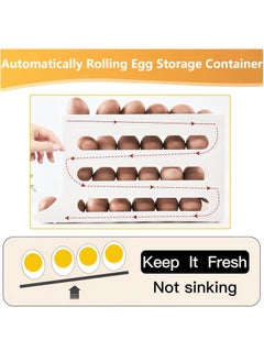 Relex Egg Holder for Fridge, Egg Tray Organizer, Auto Rolling Fridge Egg Organizer, Space-Saving Egg Dispenser, Large Capacity Egg Holder Dispenser for Refrigerator, White  - Image 3