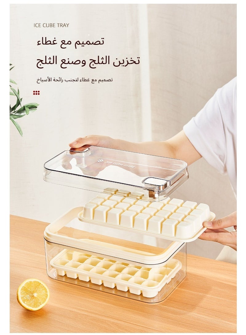 Ice Cube Tray 64 Grids Ice Tray with Lid Easy-release Ice Cube Molds Ice Cube Trays for Freezer BPA Free Pressing Ice Cube Maker Ice Maker Tray with Bin for Beverage Coffee Fruit Yogurt (White)  - Image 5