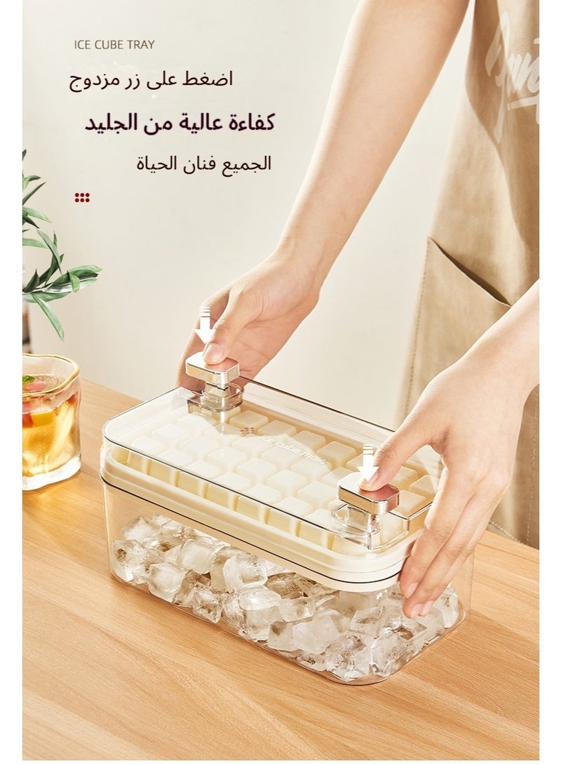 Ice Cube Tray 64 Grids Ice Tray with Lid Easy-release Ice Cube Molds Ice Cube Trays for Freezer BPA Free Pressing Ice Cube Maker Ice Maker Tray with Bin for Beverage Coffee Fruit Yogurt (White)  - Image 2