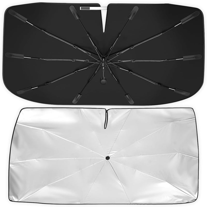 Cestbella Car Windshield Sun Shade Umbrella, Auto Interior Sunshade with Bendable Handle Window Shield, Vehicle UV Block Cover with Pouch Heat Insulation Protection Shade for Truck SUV MPV 138x75cm - Image 1