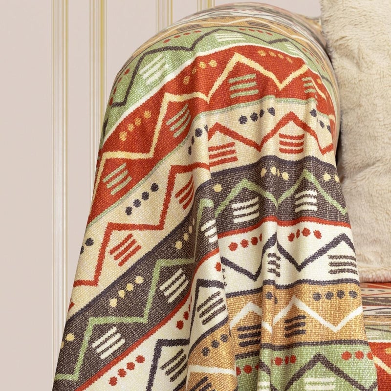 Softmicro Scandinavian Patterned Boho Natural Color Sofa Cover, Couch Cover, Sofa Throw, TV Blanket 130X180 cm