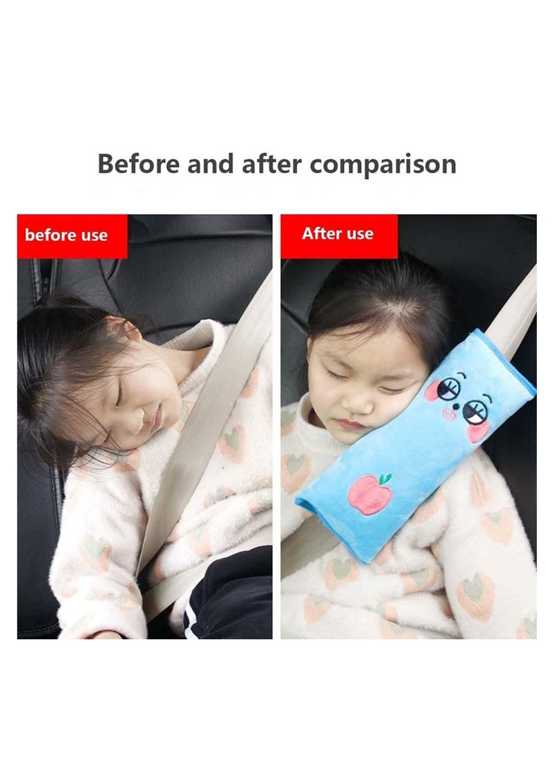 Excefore Child Seat Belt Pillow, Adjust Vehicle Shoulder Pads Safety Belt Protector Cushion Plush Soft Auto Seat Belt Strap Cover Headrest Neck Support for Children (2 Pack) - Image 2